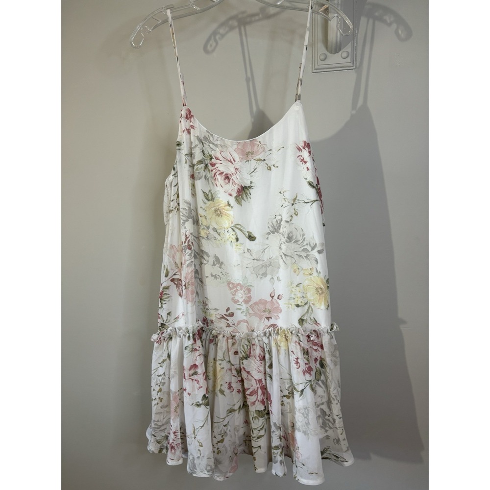 HELLO MOLLY‎ Ivory Floral Ruffle Dress 8 Bridal Shower Spring